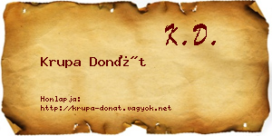 Krupa Donát névjegykártya